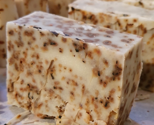 Earl Grey Tea Soap almost ready. Just needs tidying to remove those flakey edges.